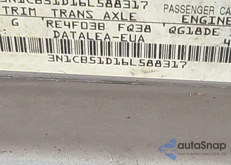 2006 Nissan Sentra 1.8S z USA, uszkodzony, nr VIN 3N1CB51D16L588317